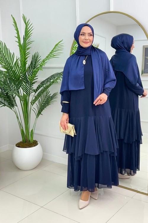 FÜSUN ELBİSE - LACİVERT
