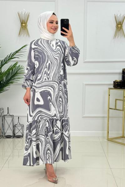 GÜLÇİN ELBİSE-GRİ