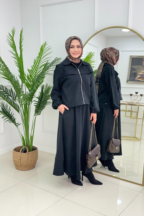 HİFA ETEKLİ TAKIM - SİYAH