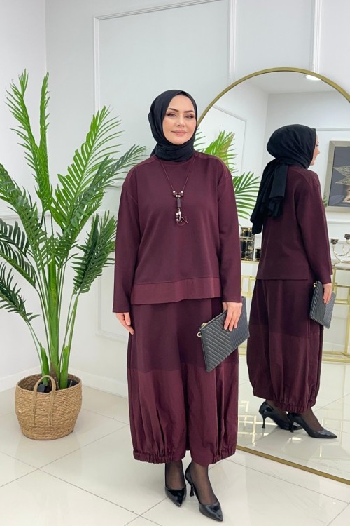 HÜLYA ETEKLİ TAKIM - BORDO