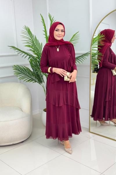 HÜSNA ETEKLİ TAKIM - BORDO