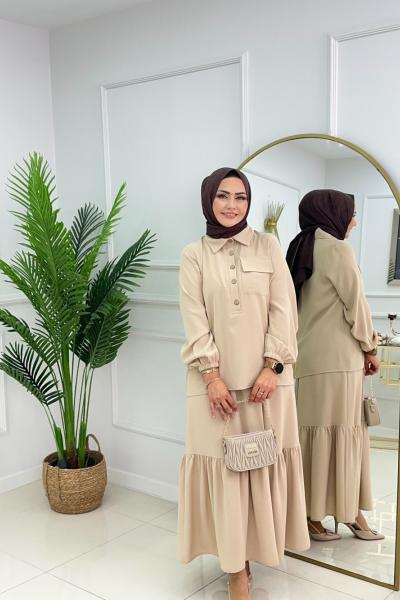 MERCAN ETEKLİ TAKIM - BEJ