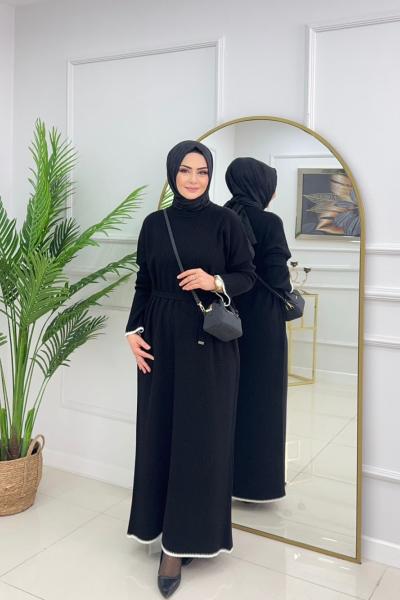 SELVİ TRİKO ELBİSE-SİYAH