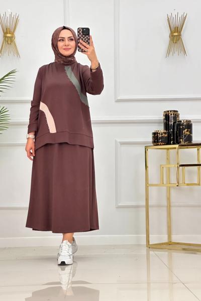 ŞİMAY ETEKLİ TAKIM-KAHVE