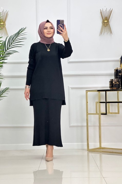 SİMAY ETEKLİ TAKIM-SİYAH