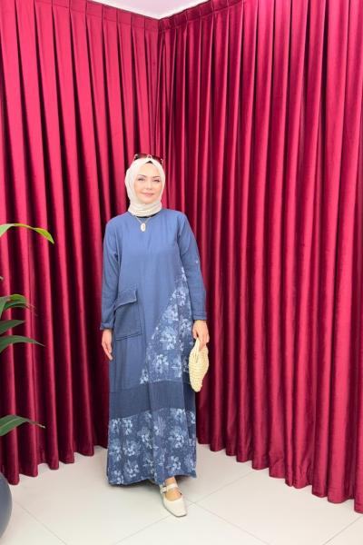 TREND KETEN ELBİSE-MAVİ