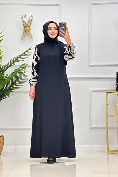 YONCA ELBİSE LEOPAR-SİYAH