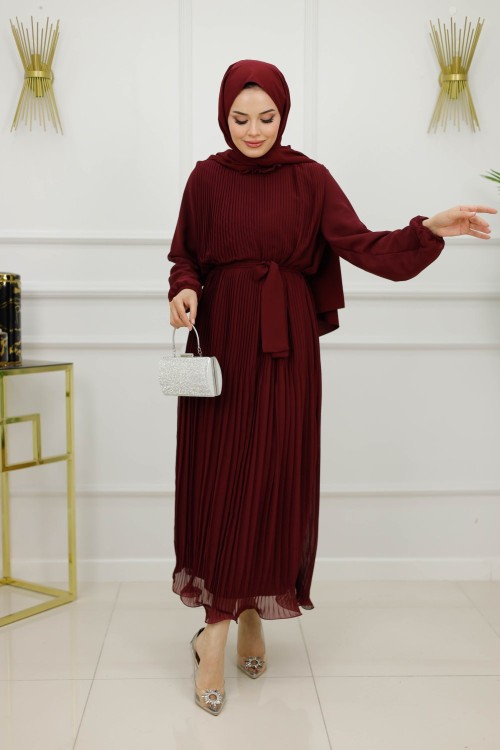 ZARA ELBİSE-BORDO