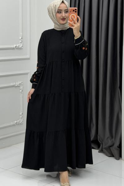 Çiçek Elbise Siyah