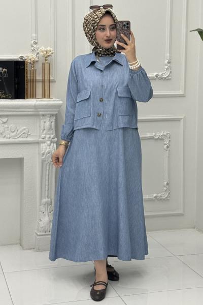 İnci Elbise Açık  Mavi