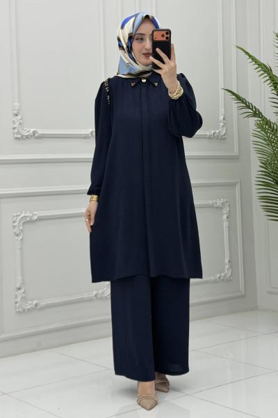 Işıltı Takım Lacivert